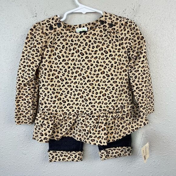 NWT Le Top Leopard Matching Top and Pants Size 24 Months - Picture 1 of 4